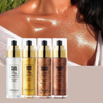MIDUO Source Factory OEM 80ML Pearl White Shiny Luxurious Body Shimmer Oil Spray