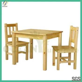 2014 new solid pine wood child study dindining table and chair