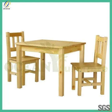 2014 new solid pine wood child study dindining table and chair