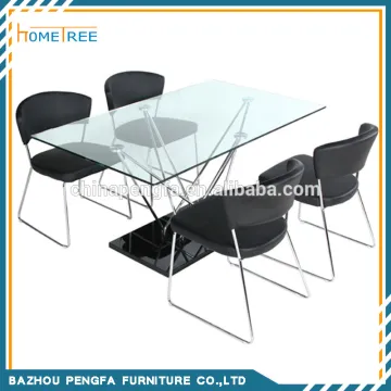 Tempered Glass Top Wooden Base Dining Table Set,Dining Table and Chairs