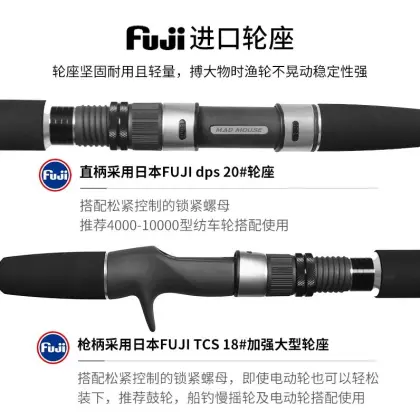 Madmouse 2.1m-2.4m Fuji Parts Offshore Rod for Sea Bass Jigging and Spinning
