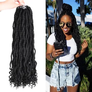 Senegalese Twists Synthetic Braiding Hair Extension 12"18 Inch Crochet Braid Wavy Senegalese Twist Crochet Hair For Black Women
