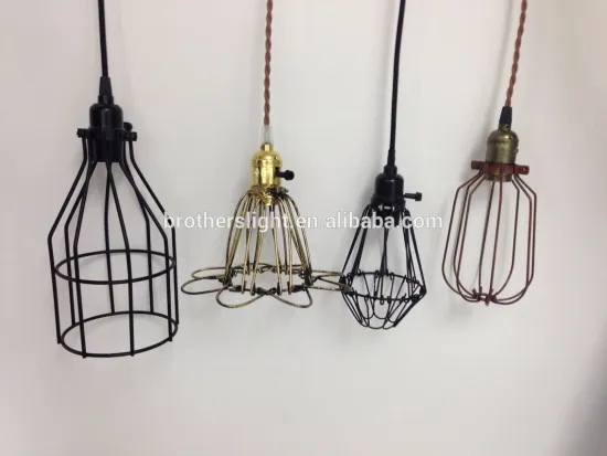 Vintage hanging iron bird cage with antique pendant lamp