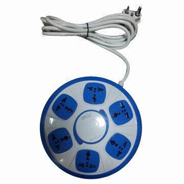 Round Multi-outlet Extension Socket, Made of ABS/PC Copper