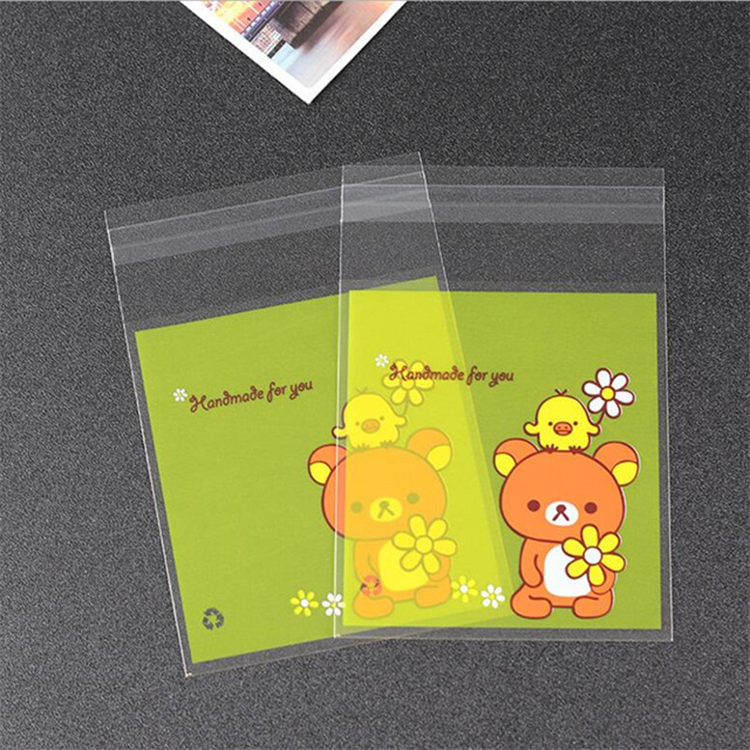 100pcs-10x13cm-10x10-3cm-Cute-Flower-Bear-Self-Adhesive-Bag-Cookie-Food-Bag-Packaging-Plastic-OPP