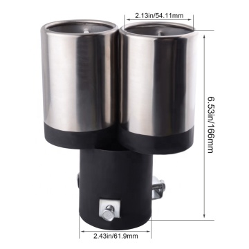 Acciaio inossidabile in acciaio cromo posteriore dual-outlet 62 mm punte di scarico