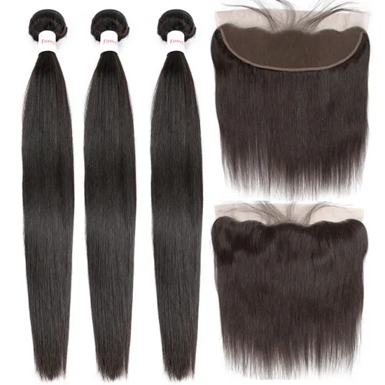 Wholesale Vendors Double drawn Human Hair Weave Bundles With Lace Frontals Closure Raw Mink Brazilian Cuticle Aligned Hair