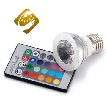 3W AC85-265V E27 Base RGB Spotlight LED Bulb with Remote Control