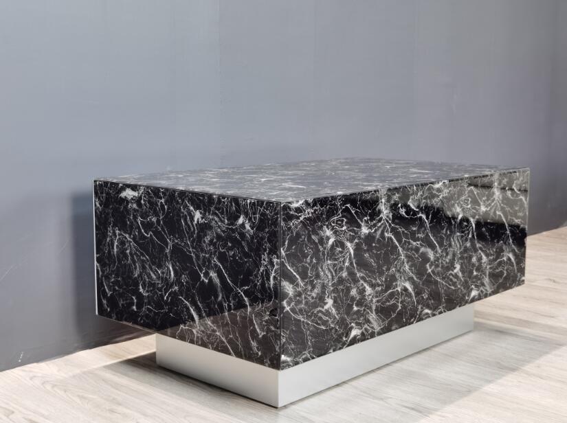 Tavolino da caffè MDF in vetro di marmo di marmo nero