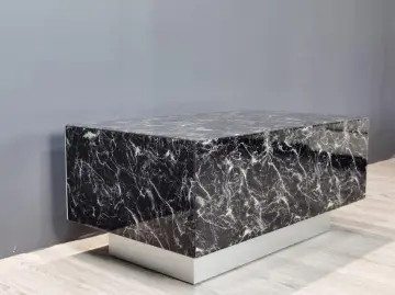 Black Marble Texture Glass MDF Coffee Table