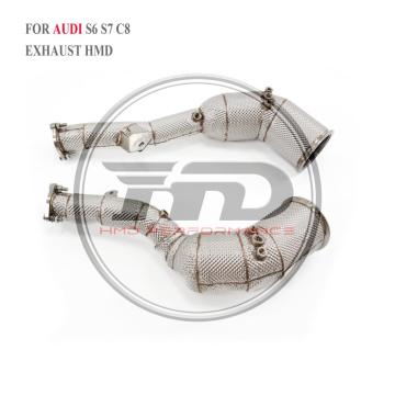 HMD High Performance Catalyzed Downpipe For AUDI S6 S7 C8 2020-2021 2.9T With OPF Exhaust Cat Pipes
