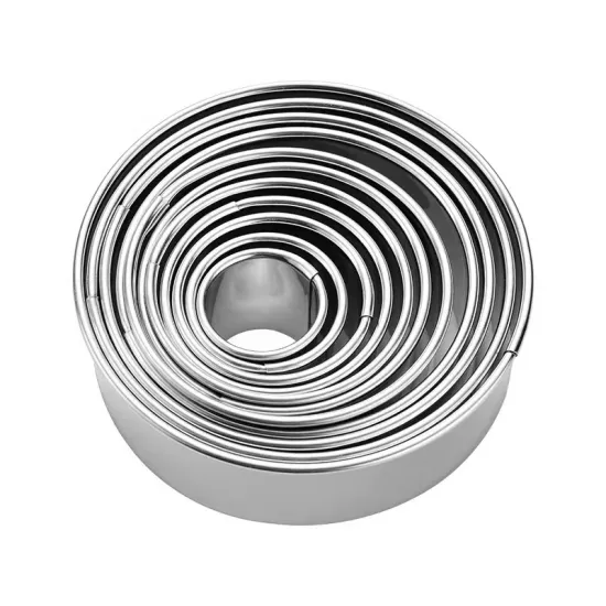 11 PCS Round Cookie Cutter Set - Biscuit Mold & Stamp for Cake Decorating