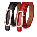 Red elegant and simple leather belt for women
