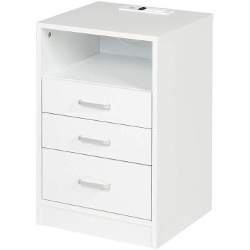 Nightstand 3 Drawers with Open Storage Bedroom Furniture
