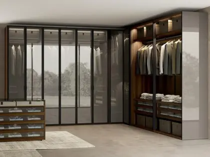 Modern Wooden Wardrobe Customized Walkin Wardrobe With Led