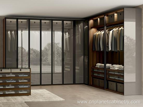 Modern Wooden Wardrobe Customized Walkin Wardrobe With Led