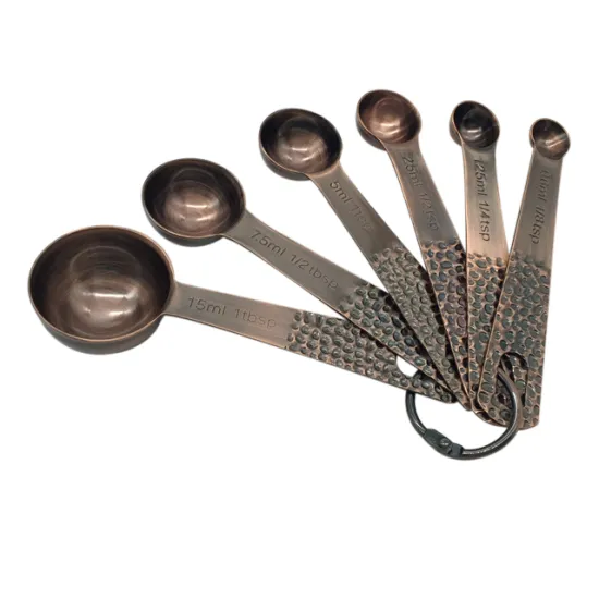 6 Pcs Stainless Steel Copper Measuring Spoon Set