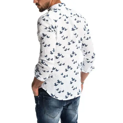 Customized High Quality Men's Linen Tunic Shirt