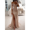 Stage performance crystal sleeveless evening gown