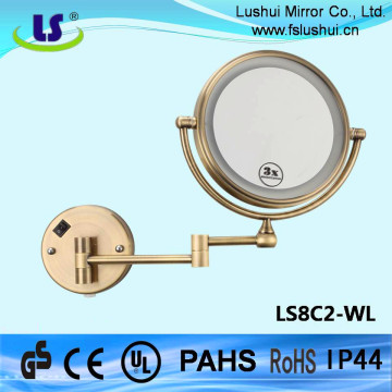 hottest wholesales hotel bathroom 5x bathroom magnifying wall LED shaving hotel bathroom wall mirror