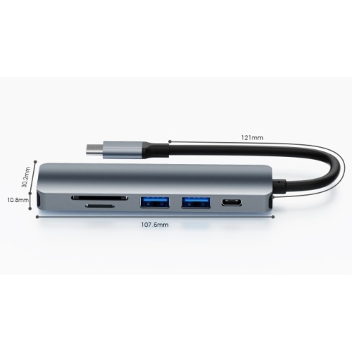 6 em 1 laptop pequeno hub USB