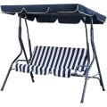 Outdoor 2-Seat Striped Patio Swing with Canopy