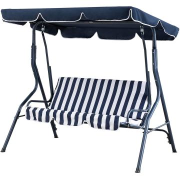 Outdoor 2-Seat Striped Patio Swing with Canopy