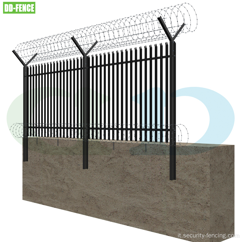 Fence da palizzate a W di tipo galvanizzato e rivestito in polvere