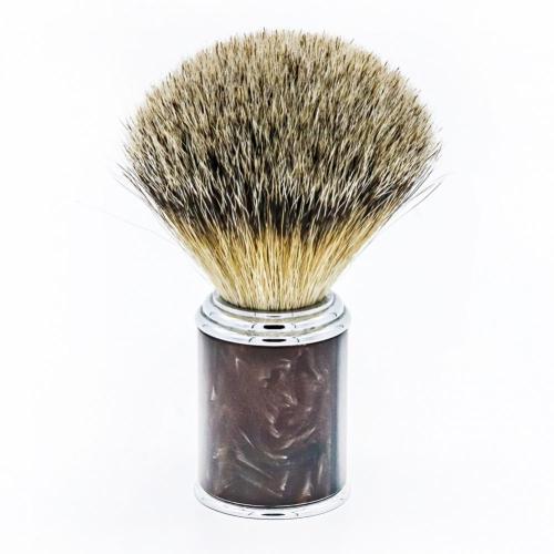 Brown Resin Silver Handle Badger Hair Shaving Brush