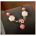 Chinoiserie crystal pink clavicle chain