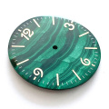 Quadrante di orologio gemma di gemma di pavone verde