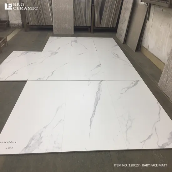 Modern Carrara Marble Effect Porcelain Tiles 600x1200mm for Kitchens and Floors