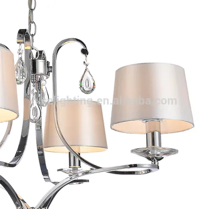 4 lights crystal decor chandelier lighting fabric shade european lamps