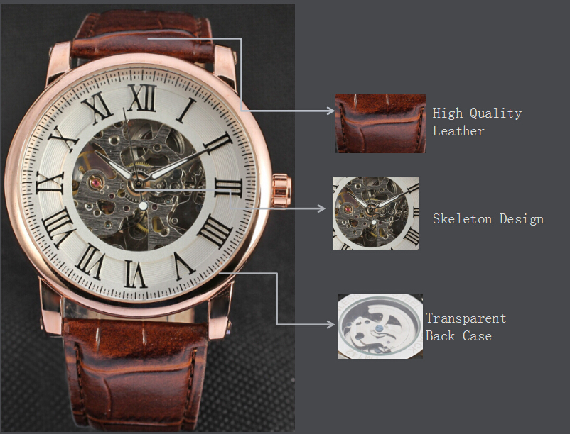 Leather belt wrist Automatic Mens Casual watches