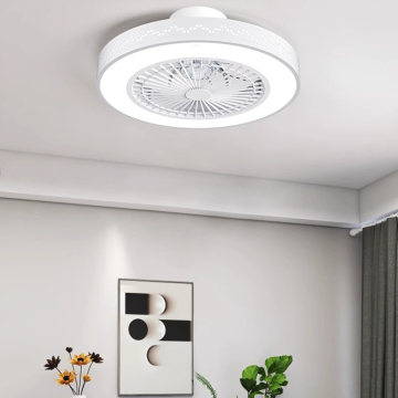 Smart Silent Ceiling Fans with Remote Control, LED Light, and E27 Converter for Bedrooms and Living Rooms