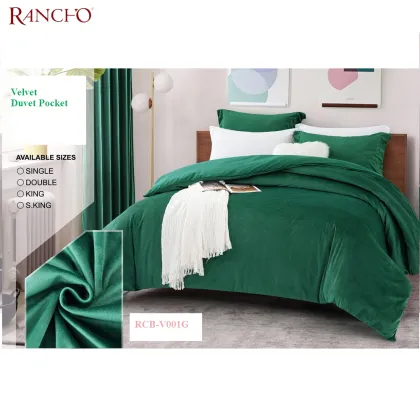 Velvet Fabric Thick Duvet Pocket Quilt Cover Set