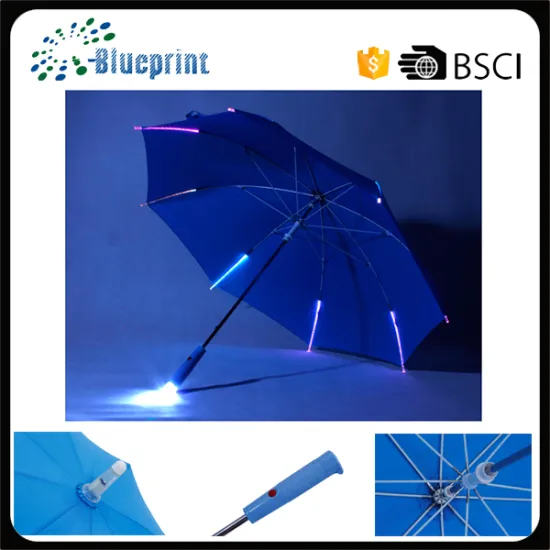 color change ribs custom color steel stick umbrella with light