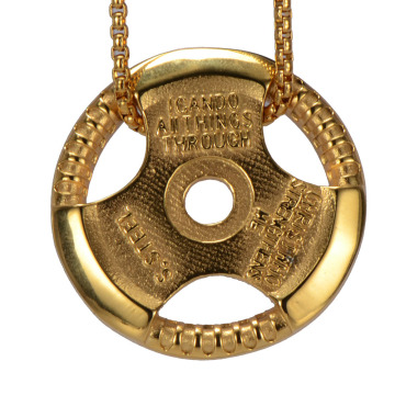 Cool Gold Fitness Dumbbell Pendant Necklace For Men