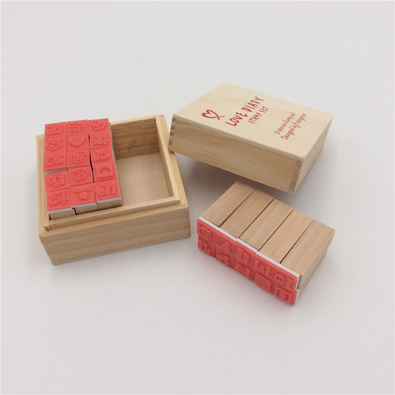 wooden rubber stamp storage