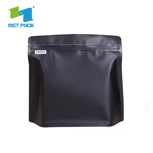 Matt plastic coffee stand up packaging bag with zipper and valve