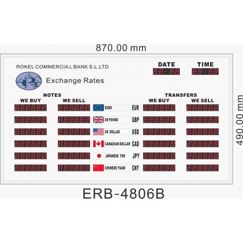 Painel de exibição de taxa de câmbio de moeda ERB-4806B