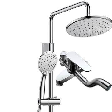 Exposed wall mounted Brass bathroom shower faucet set