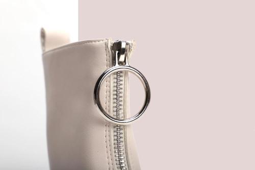 2021 high square heel front zipper lady boots