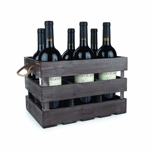 Custom Logo 6 Bottle Wooden Wine Holder Rack