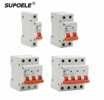 DC Solar Mini Circuit Breakers for PV Systems - 1P to 4P, 500V/1000V, 3A to 63A