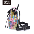 Genuine Leather Backpack Geometric laser color focus PU leather backpack bag Supplier