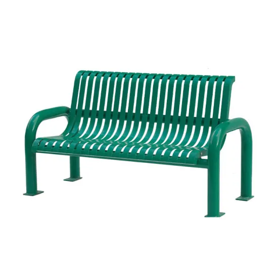 Outdoor Steel Slat Bench: Vintage Metal Seating for Parks, Gardens, and Patios
