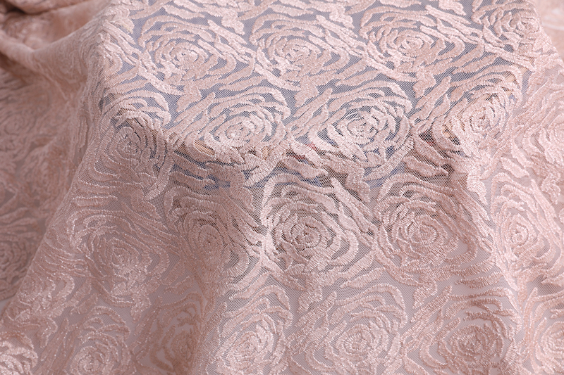 Newest Rose Flower Embroidery Fabric 