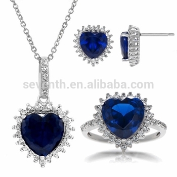 Classic Wedding Jewelry Sets- Comparable to Titanic Heart of the Ocean Sapphire Jewelry Sets