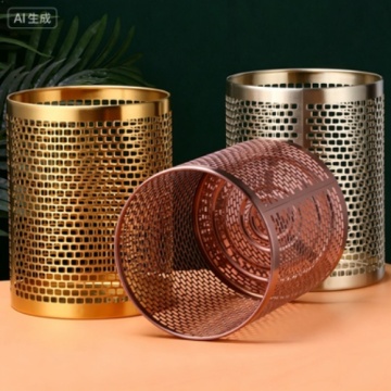 Sleek Hollow-Design Trash Can for Household Organization